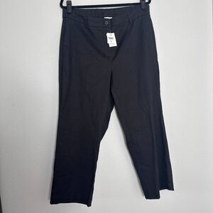 J Jill Women's Pant Size16T Linen Stretch Black Wide Legs Ankle